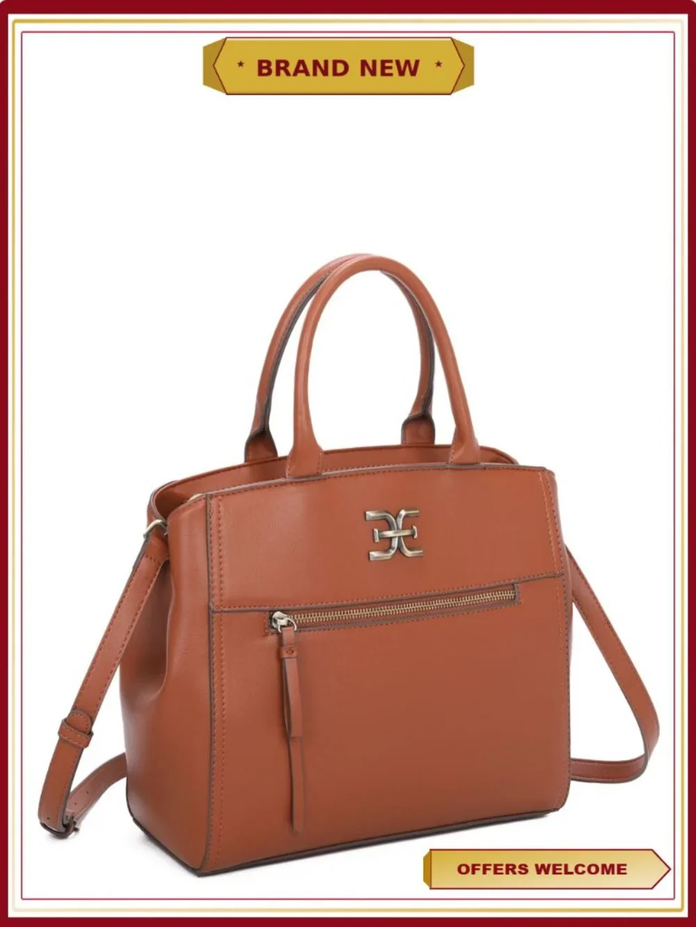Sam Edelman Giana Satchel Crossbody Handbag Ivory Leather